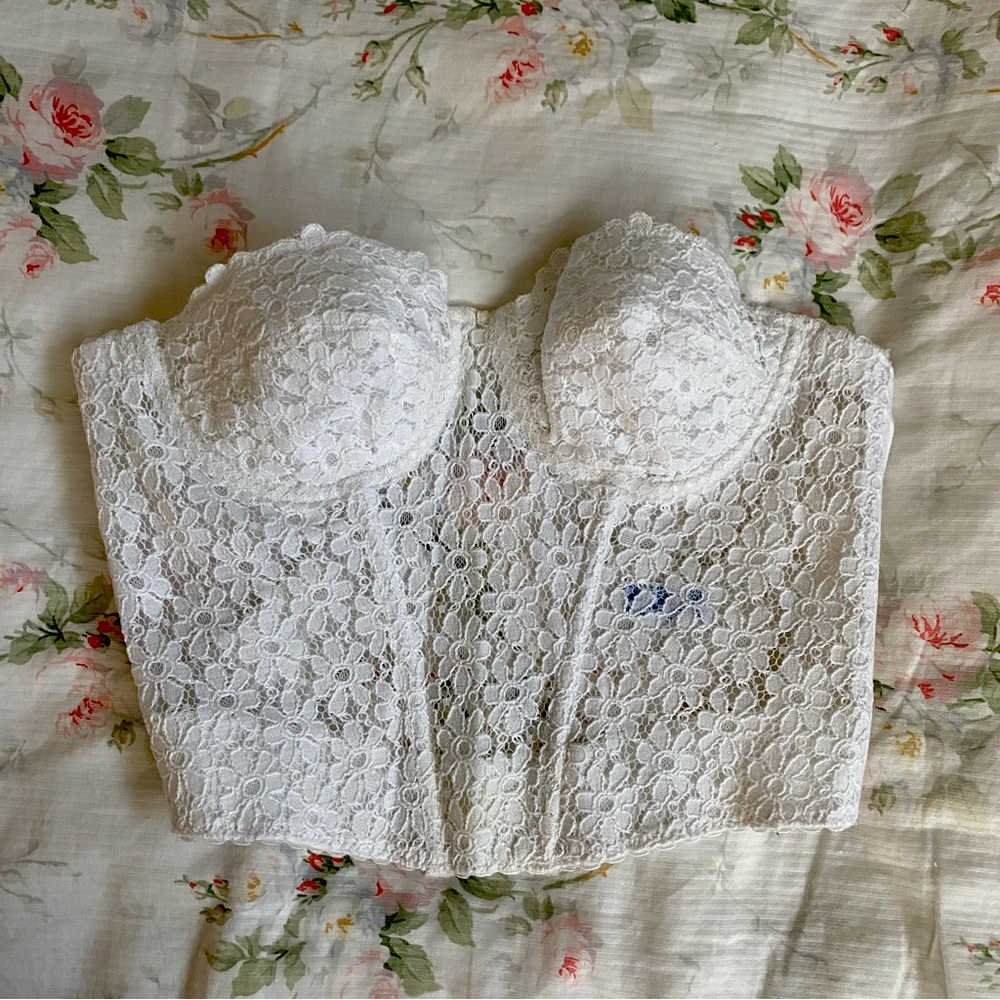 White Flower Lace Bustier Corset